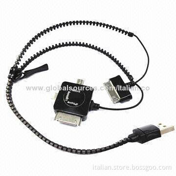 4-in-1 Zipper USB Cable for Apple or Samsung